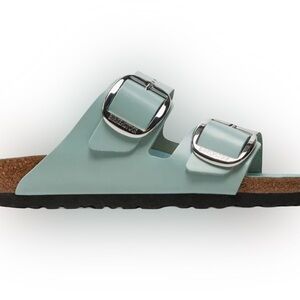 BIRKENSTOCK ARIZONA BIG BUCKLE SLIDE SANDAL HIGH SHINE SURF GREEN SZ 9-9.5 EU 40
